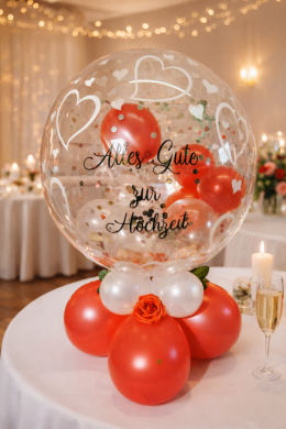 Tischballon zur Hochzeit in Rot und Weiß
